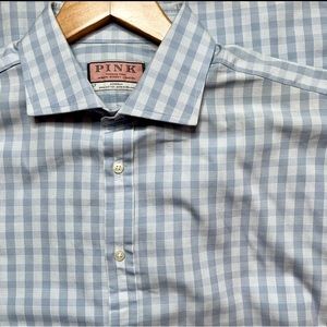 PINK Thomas Pink Jermyn Street London Blue French Cuff Long Sleeve Button Down